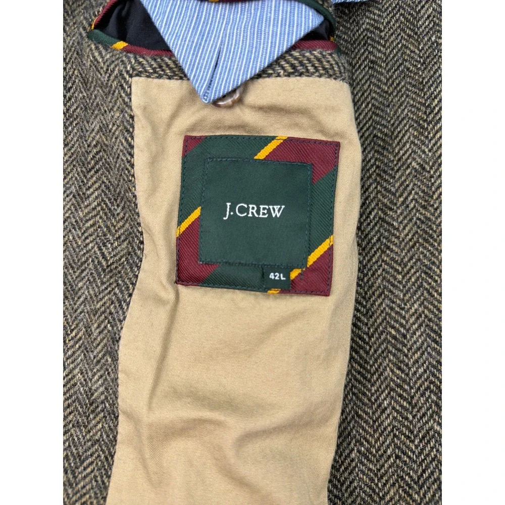 J.Crew Ludlow Blazer 42L Brown Herringbone Yorkshire Tweed Moon Wool Jacket